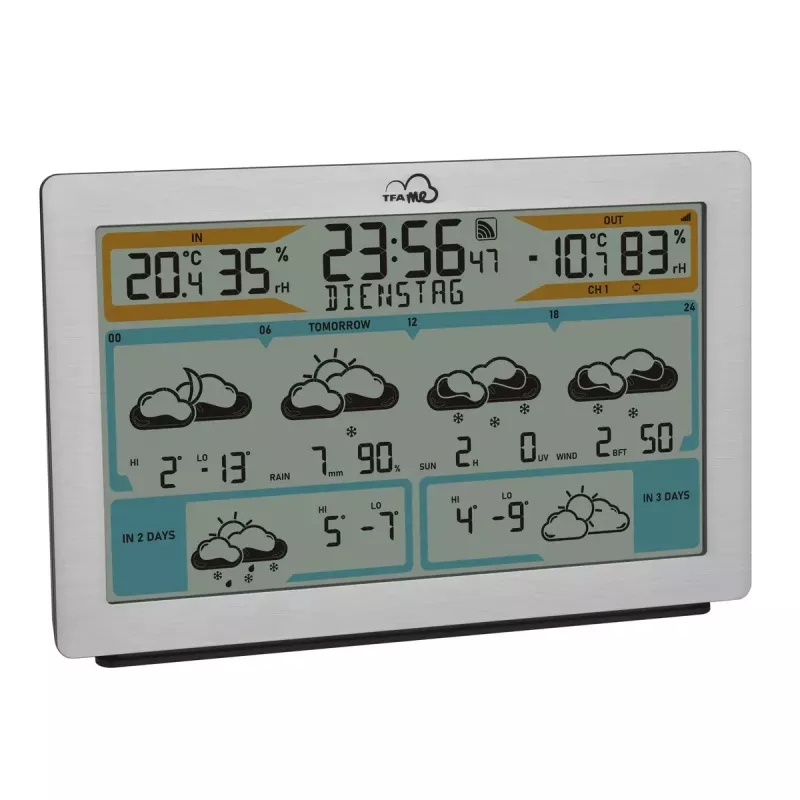 TFA-Dostmann TFA.me Silver LCD a pilhas WLAN anemómetro higrómetro termómetro