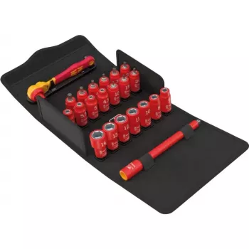 Conjunto de chaves de caixa Wera 8100 SA VDE 1 Zyklop com catraca 1/4 polegadas – catraca e chaves de caixa isoladas