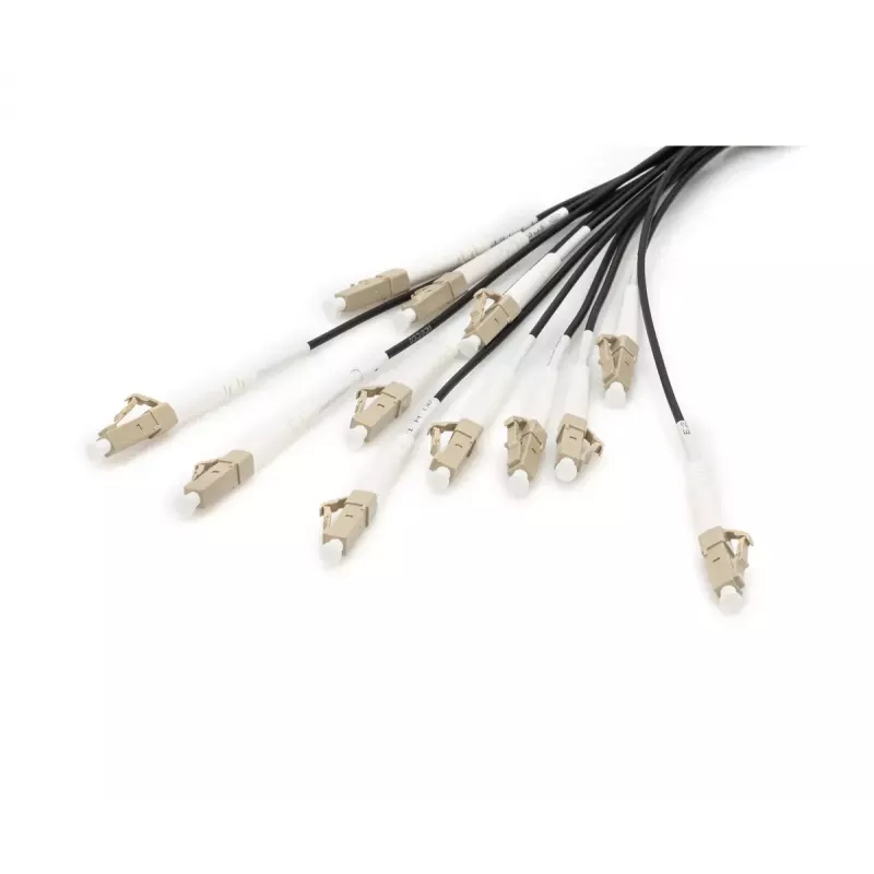 Cabo breakout universal de fibra ótica pré-montado Digitus multimodo OM4 12 fibras LC/UPC 50 m