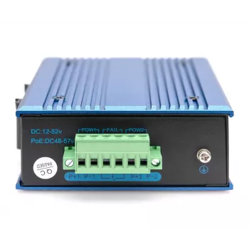 Comutador de rede PoE Digitus 4 portas Fast Ethernet, industrial, não gerido, 1 uplink SFP