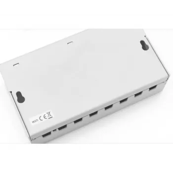 Patch panel DIGITUS de secretária modular em branco, blindado, 8 portas, aço, cinzento, montagem na parede