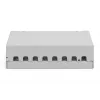 Patch panel DIGITUS de secretária modular em branco, blindado, 8 portas, aço, cinzento, montagem na parede