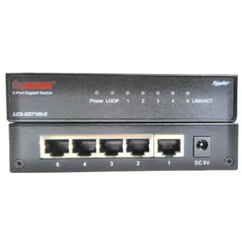 Switch de rede não gerido Longshine LCS-GS7105-E — 5 portas Gigabit RJ-45, preto