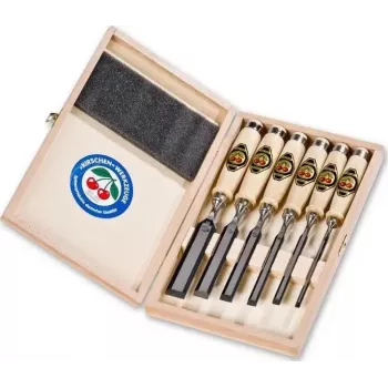 Conjunto de formões Kirschen 1101 HK — 6 peças, caixa de madeira