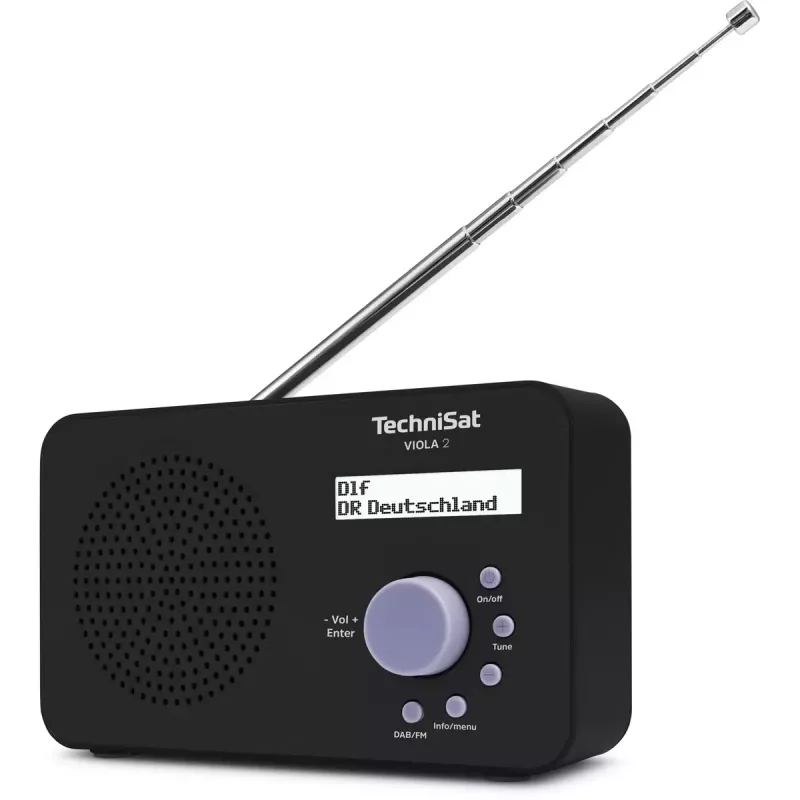 Rádio portátil TECHNISAT VIOLA 2 – DAB+ e FM, ecrã LCD, 1 W, jack 3,5 mm, preto