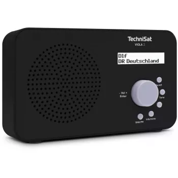 Rádio portátil TECHNISAT VIOLA 2 – DAB+ e FM, ecrã LCD, 1 W, jack 3,5 mm, preto
