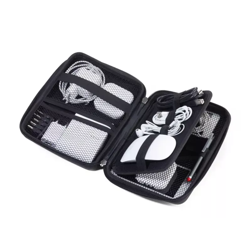 Estojo de maquilhagem/manicure TROIKA CBO11/BK preto pele veludo 160x220x50mm