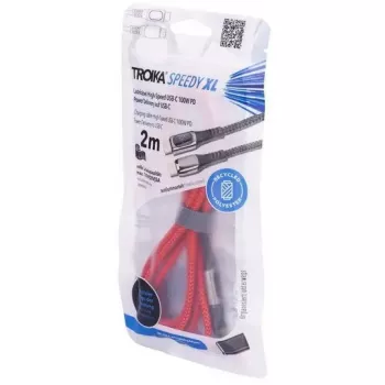 Cabo de carregamento TROIKA SPEEDY XL vermelho — cabo USB de carregamento duradouro, modelo CBL20/RD