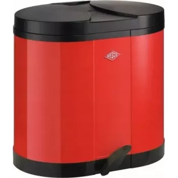 Balde do lixo Wesco Ökosammler Beta vermelho 20 L, modelo 112747, estrutura em aço, abertura com pedal