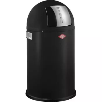 Balde do lixo WESCO Pushboy Jr. 22 L preto mate, tampa de abertura por pressão, balde de cozinha compacto