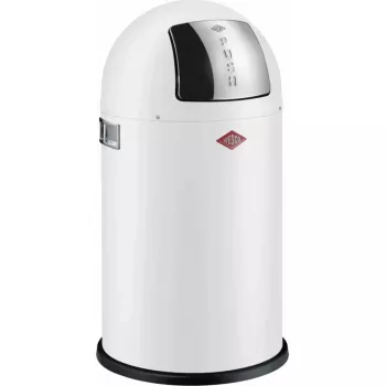 Balde do lixo Wesco Pushboy Jr. 22 l, branco mate – tampa de pressão sem pedal, balde de cozinha compacto