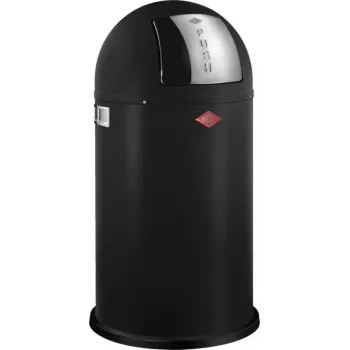 Balde do lixo Wesco Pushboy 50 l, preto mate, tampa de pressão sem pedal