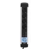 Extensão de energia Olympia MS 2500 1,5 m 5 tomadas AC interior preto prateado