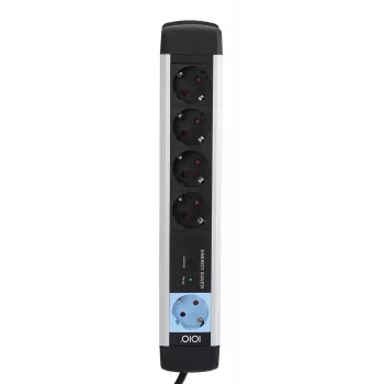 Extensão de energia Olympia MS 2500 1,5 m 5 tomadas AC interior preto prateado