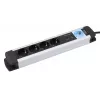 Extensão de energia Olympia MS 2500 1,5 m 5 tomadas AC interior preto prateado
