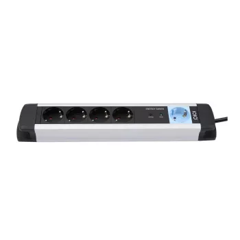 Extensão de energia Olympia MS 2500 1,5 m 5 tomadas AC interior preto prateado