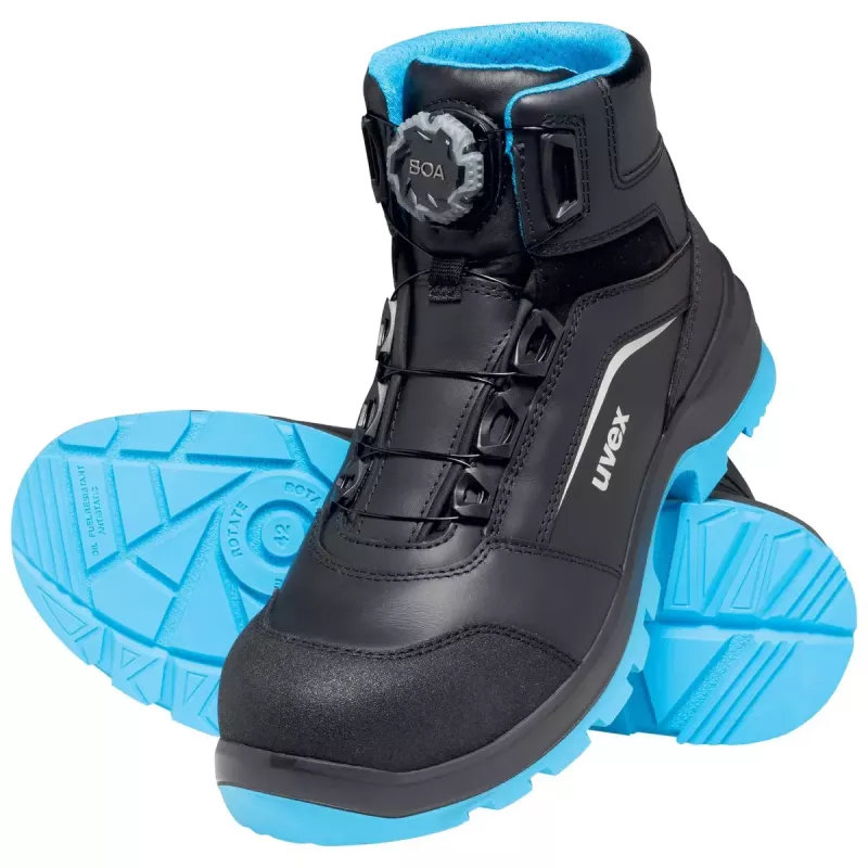 Botas de segurança Uvex xenova BOA S1P unissexo adulto preto azul pele PU
