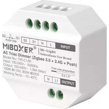 Controlo de iluminação LED MiBoxer TRI-C1ZR ZigBee 2,4 GHz — módulo de controlo inteligente RGB/RGBW