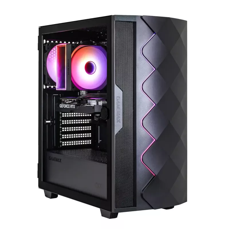 PC Hyrican GAMEMAX Diamond BK 7795 — AMD Ryzen 5 5500, 16 GB DDR4, 1 TB SSD, NVIDIA GeForce RTX 5050, Windows 11 Home, preto