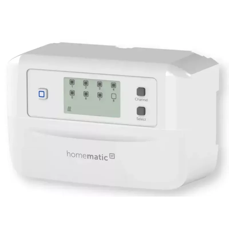Controlador de piso radiante 8 canais motorizado, eQ-3 Homematic IP, termostato digital (RF, AC 230 V)