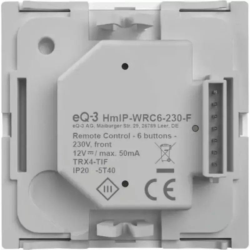 Painel de interruptor de parede eQ-3 Homematic IP botão de parede 6 vias plástico branco