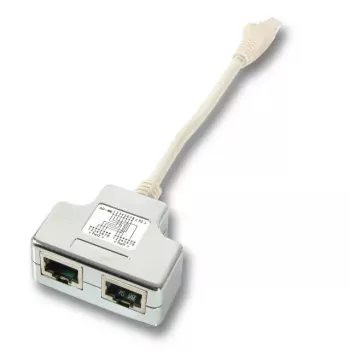 EFB Elektronik K5123.015 adaptador T, Cat.5e 10/100BaseT/ISDN, RJ45 para 2x RJ45, 0,15 m, prateado/branco