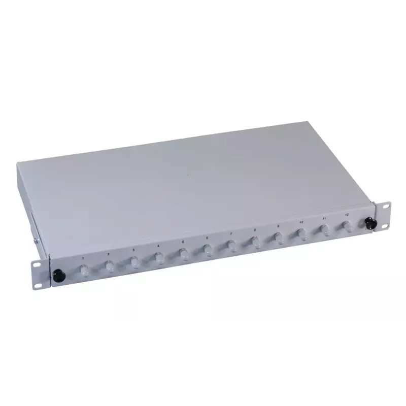 Patch panel 1U EFB Elektronik B71006.12OM4 — conectores de fibra ótica ST, metal, 483×44,5×244 mm