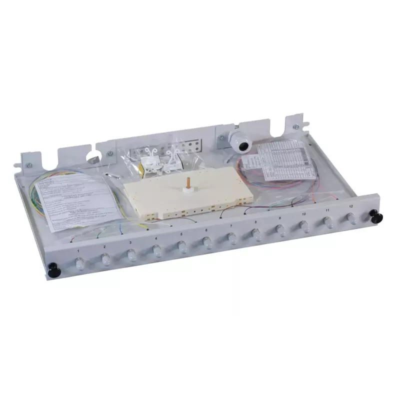 Patch panel 1U EFB Elektronik B71006.12OM4 — conectores de fibra ótica ST, metal, 483×44,5×244 mm