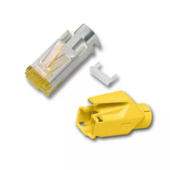 Ficha de cabo RJ-45 macho Hirose H7642.5-100, amarelo, pack de 100