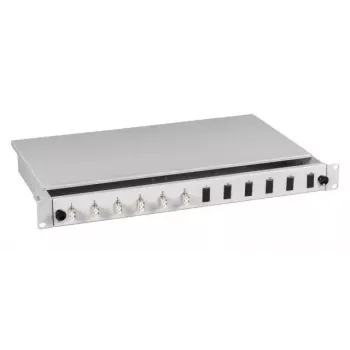 Patch panel EFB Elektronik BA71901.12OM4 – 12 portas LC, OM4, cinzento, 483×44,5×244 mm