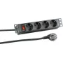 EFB régua de tomadas de 10 polegadas 1U 4x CEE 7/3 com interruptor, em perfil de alumínio, preta