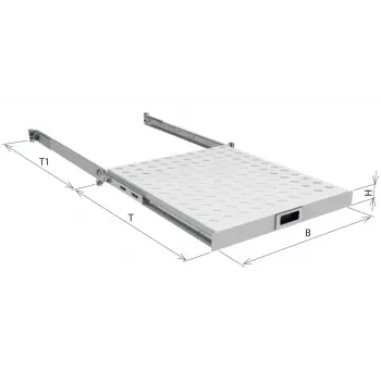 Prateleira de rack EFB Elektronik 19 polegadas 1HE prateleiras extraíveis carga máxima 30 kg