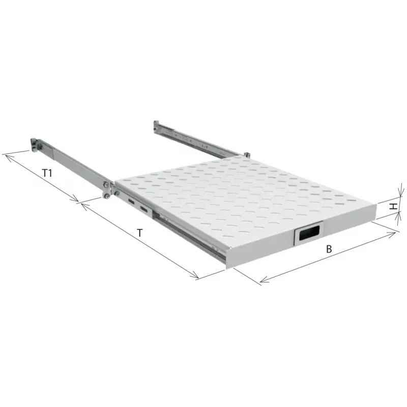 Prateleira de rack EFB Elektronik 19 polegadas 1HE prateleiras extraíveis carga máxima 30 kg