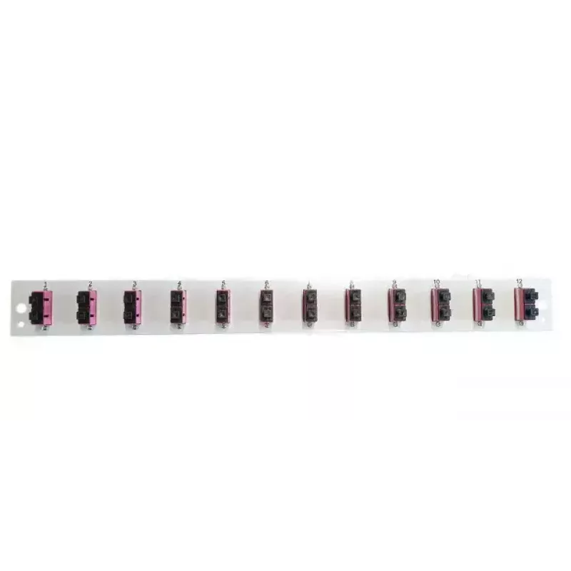Acessório para patch panel EFB Elektronik SB-FP-12SC-D-V-OM4 — montagem em rack 1U, 432×13×43,5 mm, cinzento