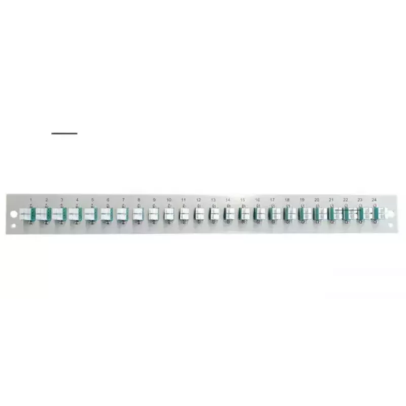 Acessório para patch panel EFB Elektronik SB-FP-24SC-S-OM4 — montagem em rack 1U, 432×13×43,5 mm, cinzento