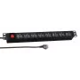 EFB régua de tomadas de 19 polegadas 1,5U 18x USB com interruptor, preta (EK631USB.1,5)