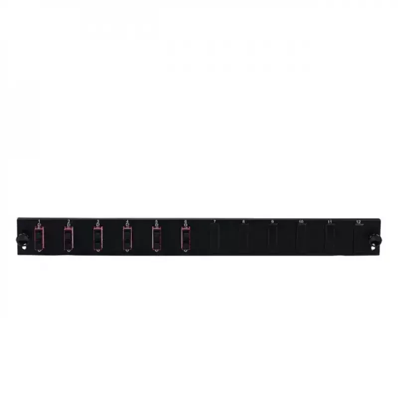 Acessório para patch panel EFB Elektronik SB-FP-6SC-D-V-OM4 — montagem em rack 1U, 432×13×43,5 mm, cinzento
