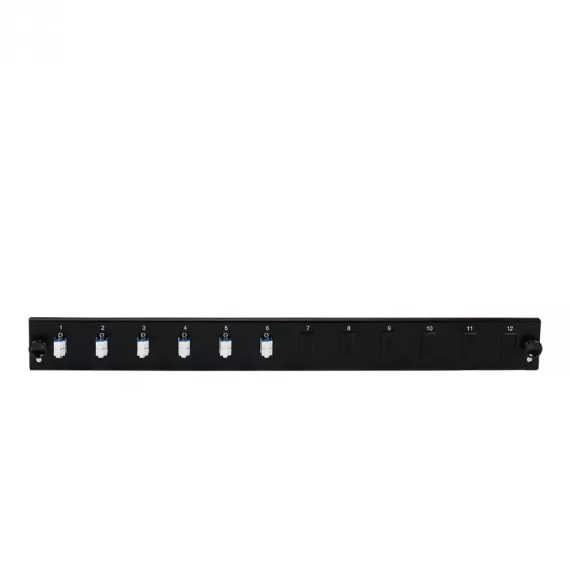 EFB Elektronik SB-FP-6SC-S-OM3 Painel frontal de 12 portas com 6 acopladores LC duplex OM3, cinzento, 1U