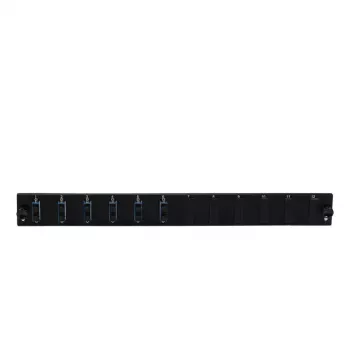 Acessório para patch panel EFB Elektronik SB-FP-S-6SC-D-V-OM4, rack 1HE, 432×13×43,5 mm, preto
