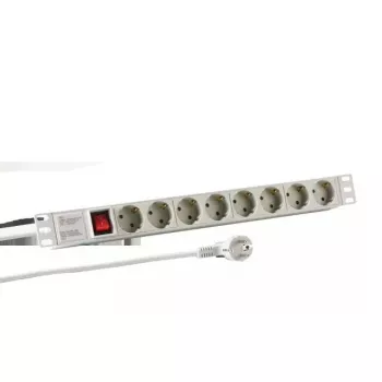 Distribuidor de energia EFB Elektronik EK631DE.2GR — cabo de 2 m, 8 tomadas CEE AC, interior, cinzento