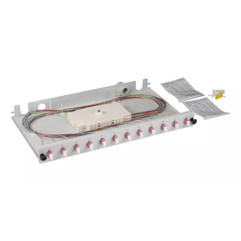 Patch panel EFB Elektronik BA71901L24OM4 1U LC OM4 cinzento metal montagem em rack