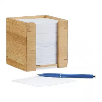 Dispensador de notas Relaxdays bambu, 900 folhas, 105x105x105 mm
