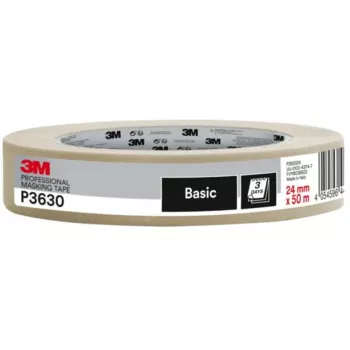 Fita de mascarar 3M Scotch PRO 24 mm x 50 m bege — fita de pintor, largura média, fita crepe para bordos de pintura limpos, proteção temporária de superfícies e agrupamento leve
