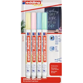 Conjunto de marcadores Edding 4085/4P marcador de giz ponta 1–2 mm, cores pastel, 4 peças
