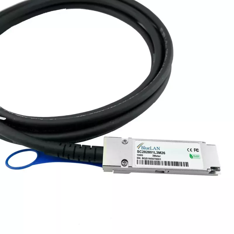 Cabo DAC BlueOptics FN-CABLE-QSFP28-3-BL QSFP28 QSFP28 InfiniBand 3 m preto