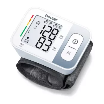 Medidor de tensão arterial de pulso automático Beurer BC 28 — colocação no pulso, LCD, pulso e MAP, 80×60×29 mm