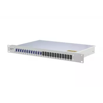 Patch panel de fibra ótica para rack BTR METZ CONNECT OpDAT 1U – conectores LC, cinzento, 482,6×44,5×244,5 mm