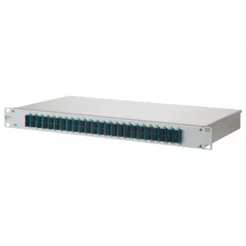 Patch panel 1U BTR METZ CONNECT 150255BA24-E com conectores SC, montagem em rack 482,6×44,5×242,5 mm