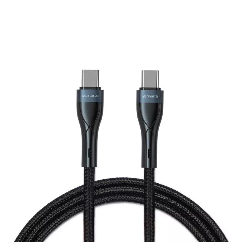 Cabo USB-C para USB-C 1 m, 4smarts 540429, preto, 0,48 Gbit/s