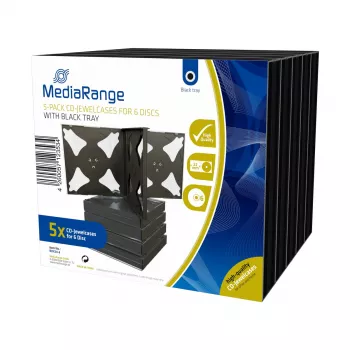 Caixa de CD MediaRange BOX34-6 6 discos preta